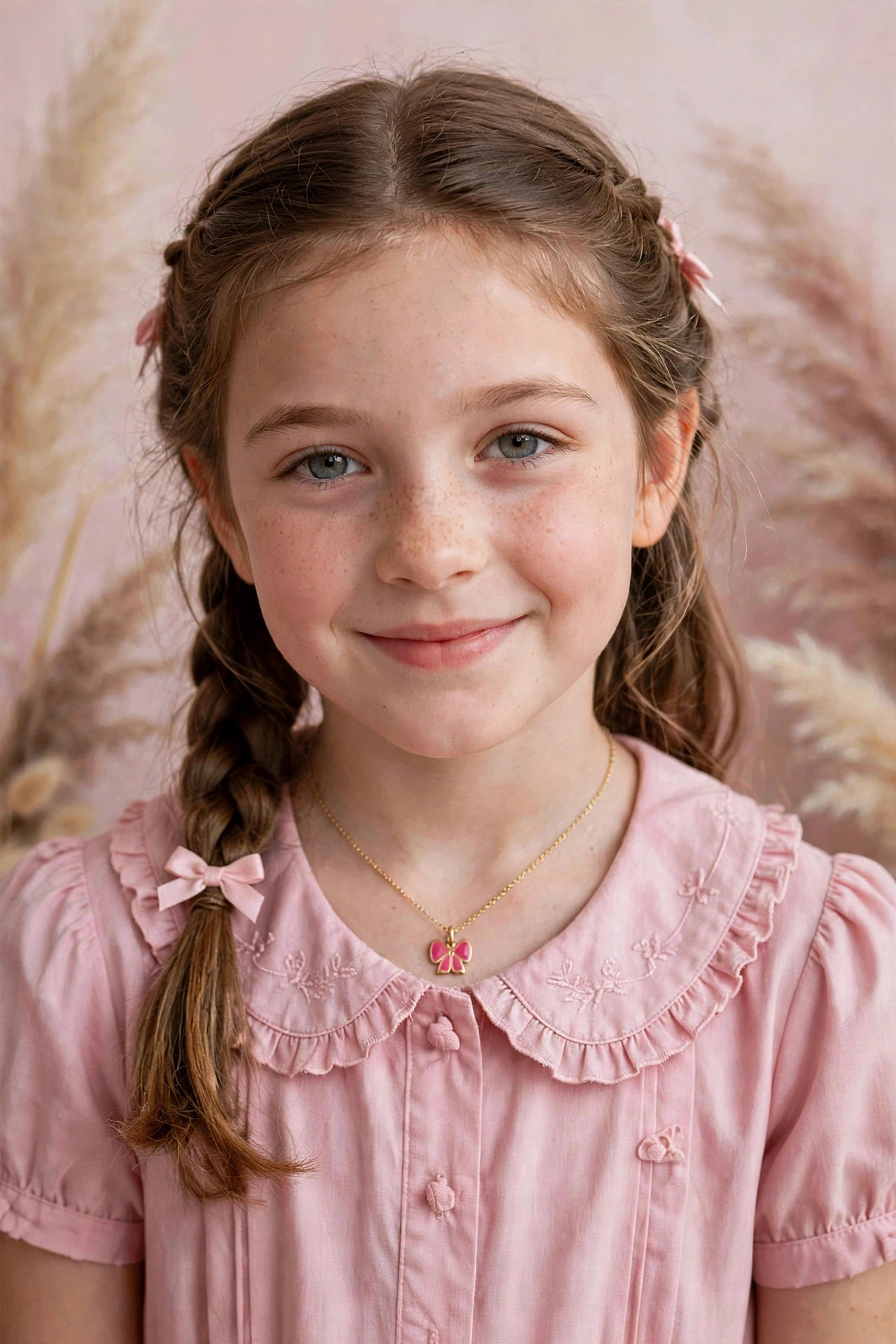 Pingente Laço Infantil Esmalte Rosa Rommanel