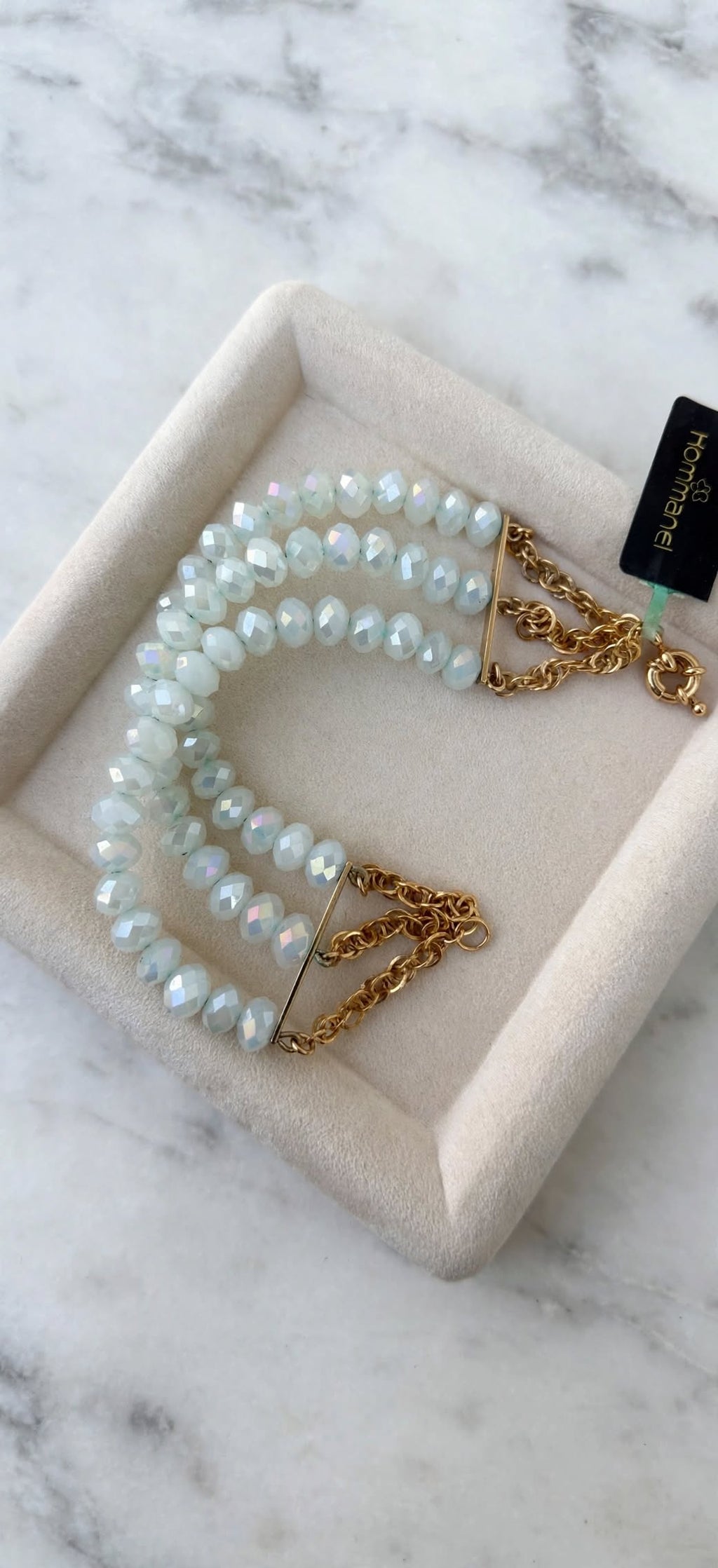 Pulseira Bracelete Cristais Rondelle Facetados Opalescentes Rommanel