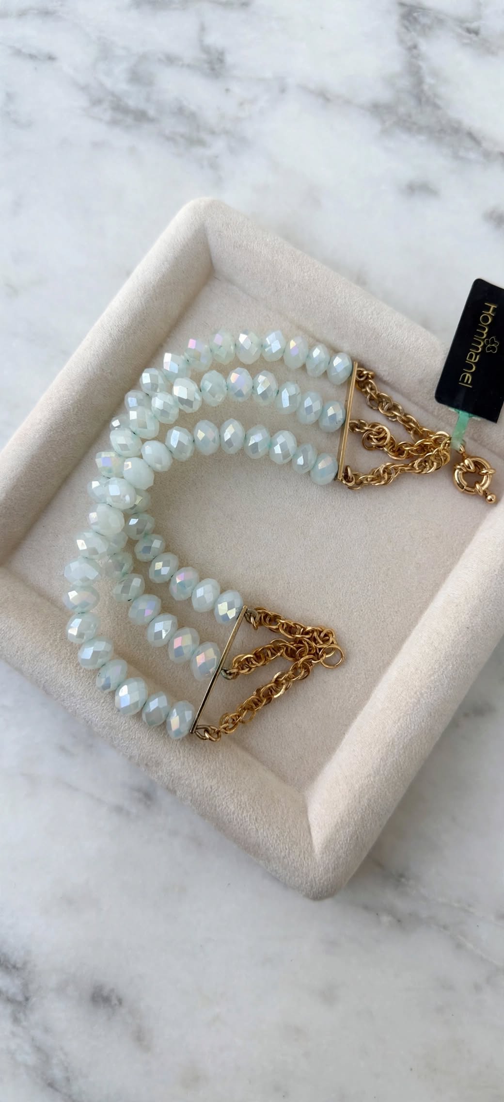 Pulseira Bracelete Cristais Rondelle Facetados Opalescentes Rommanel