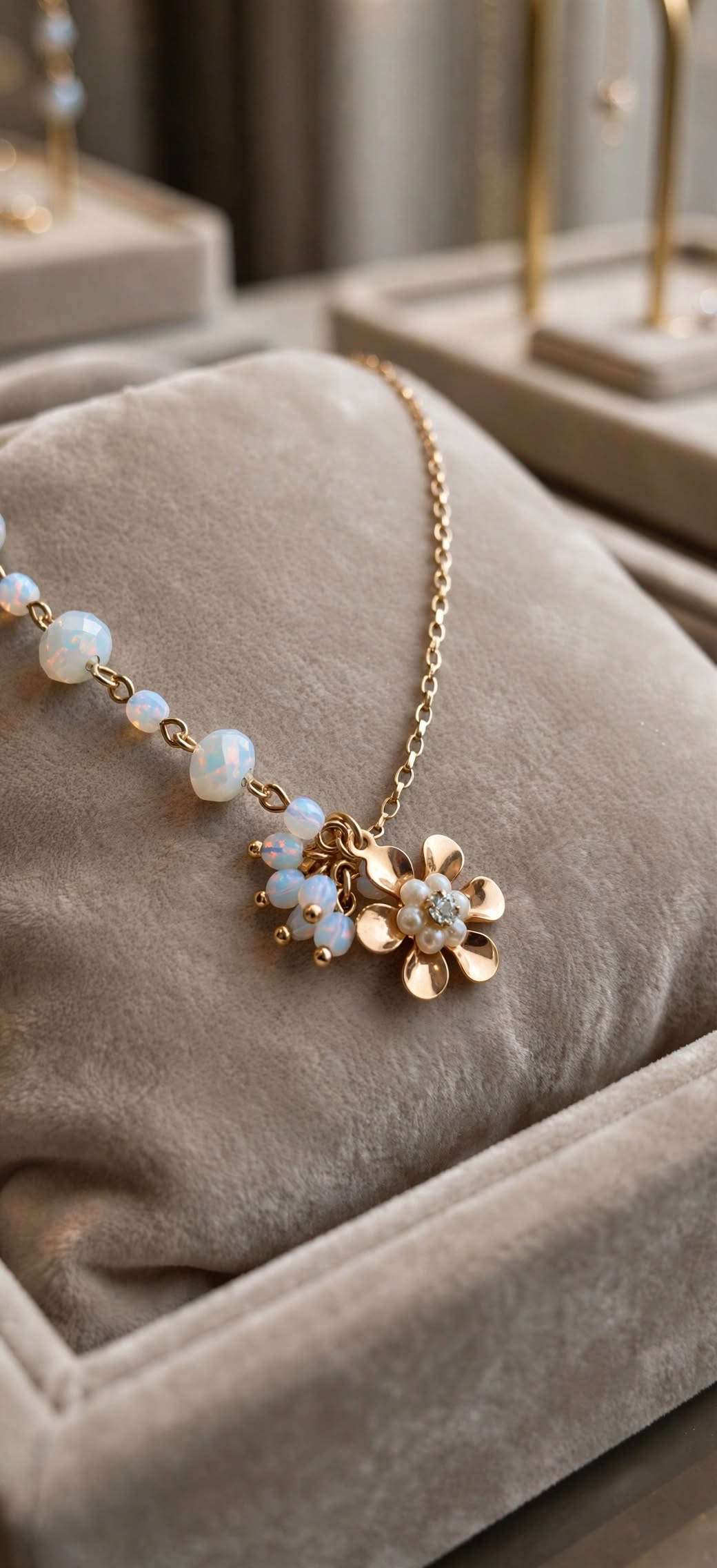 Colar Lariat Y-Drop Assimétrico Argola Circular Pingente Flor Rommanel