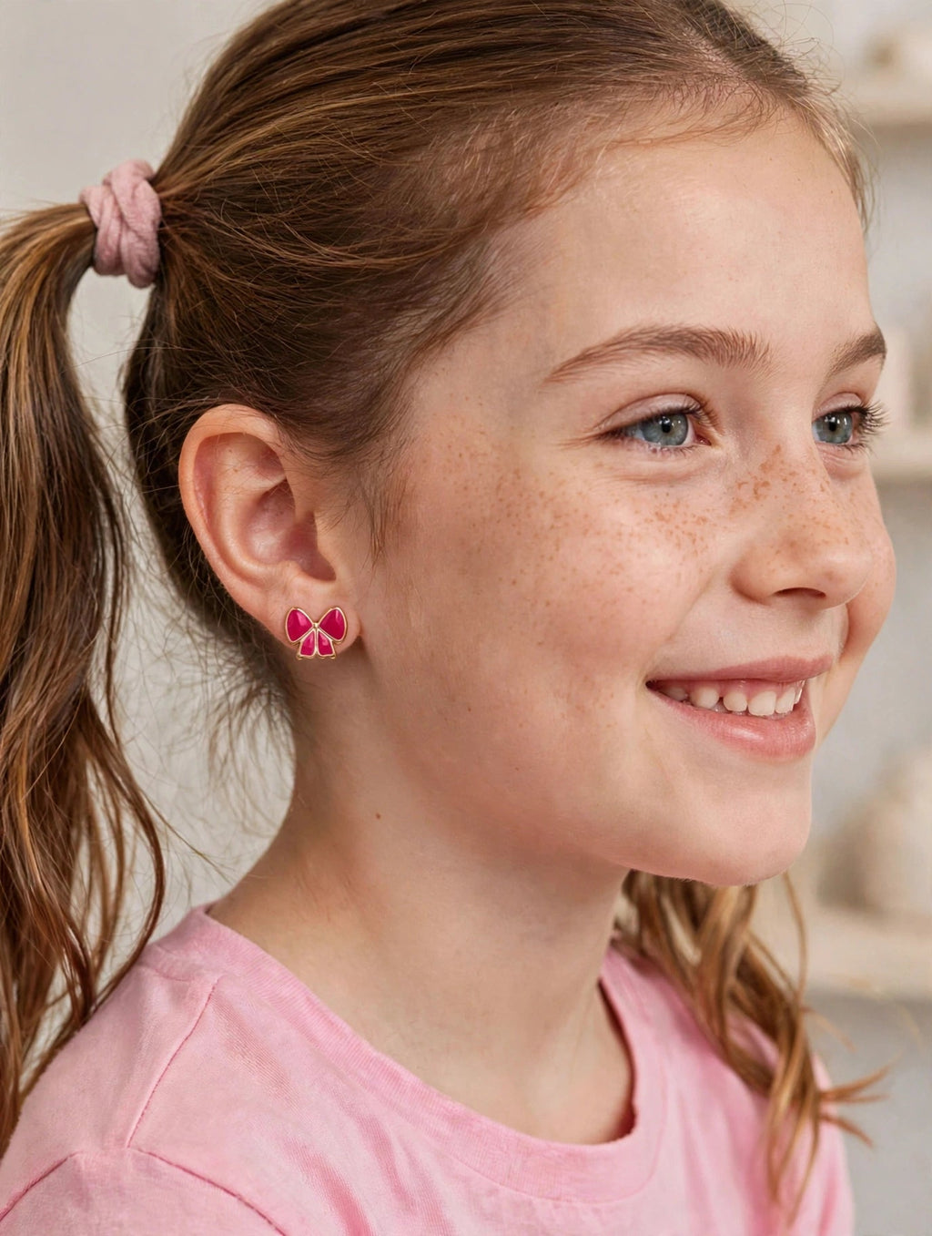 Brinco Laço Rosa Rommanel