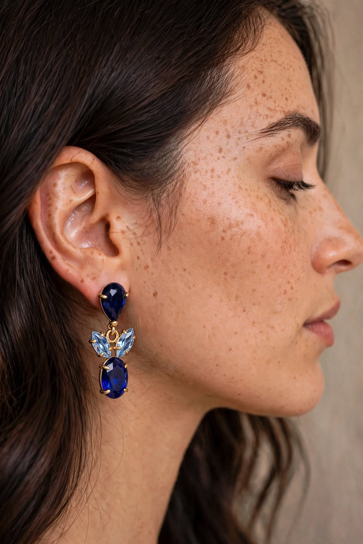 Brincos Cristais Azuis Rommanel