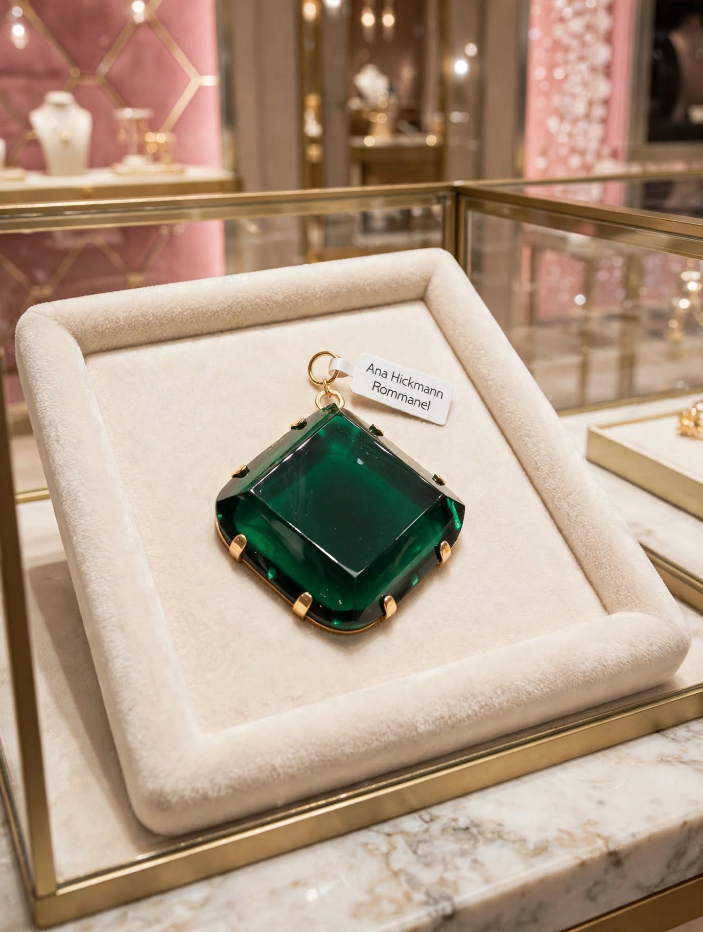 Pingente Cristal Verde Esmeralda Coleção Ana Hickmann Rommanel