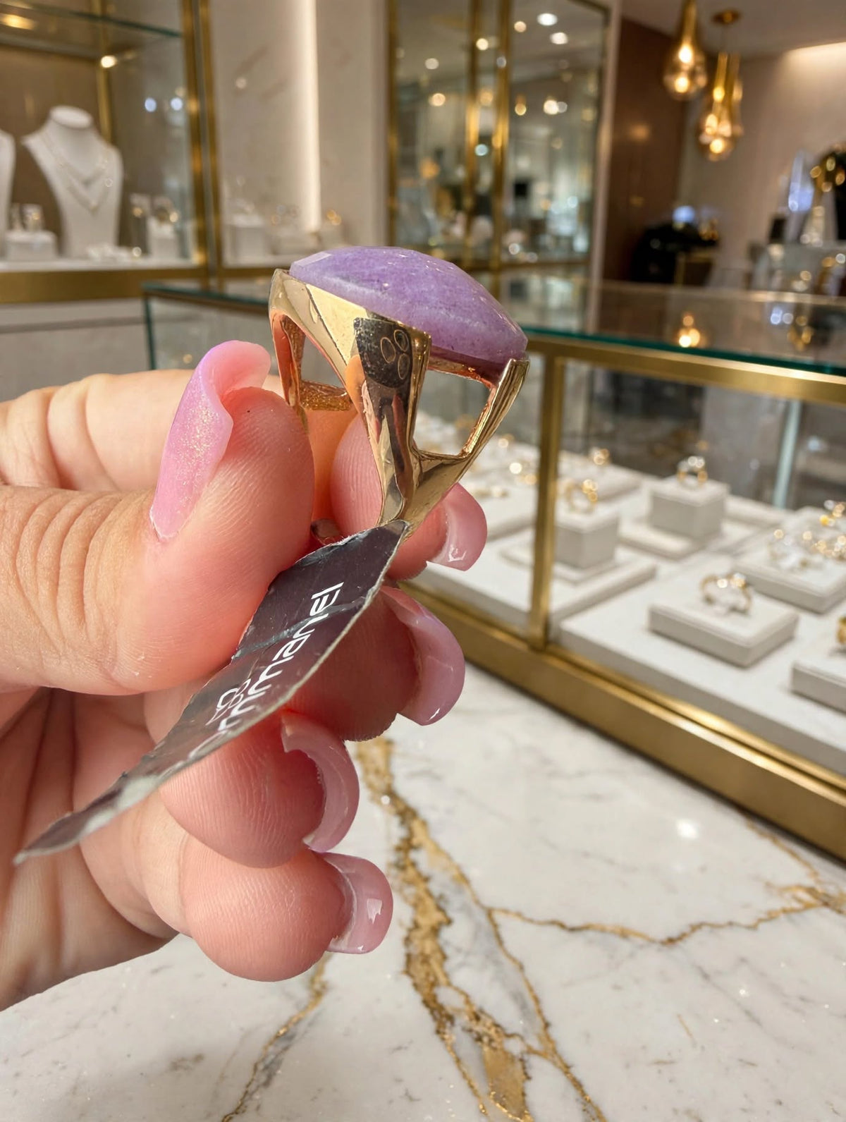 Anel Oval Quartzo Roxo Facetada Rommanel