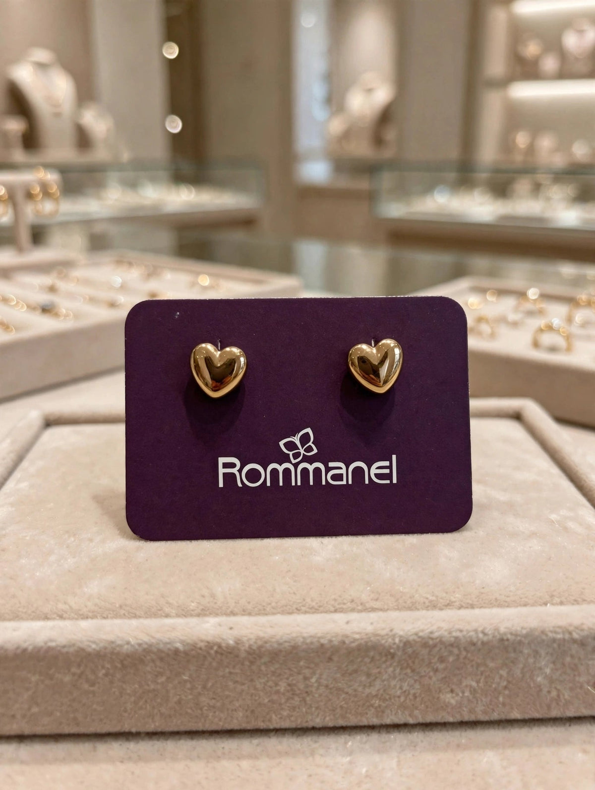 Brincos Mini Coração Liso Dourado Rommanel