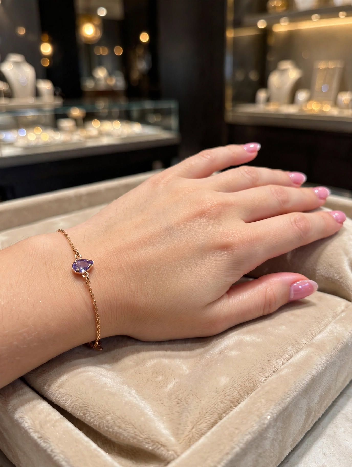 Pulseira Pingente Gota Zircónia Roxa Rommanel