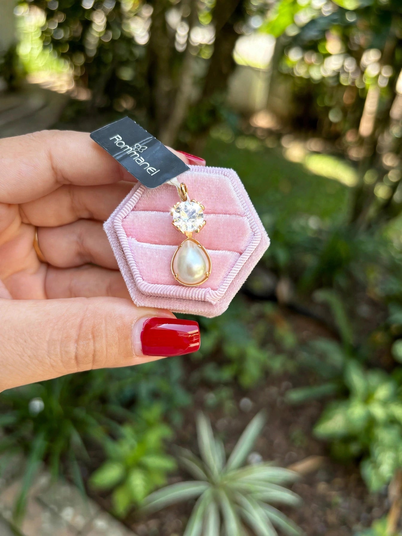 Pingente Pérola Gota e Zircónia Cristal Rommanel