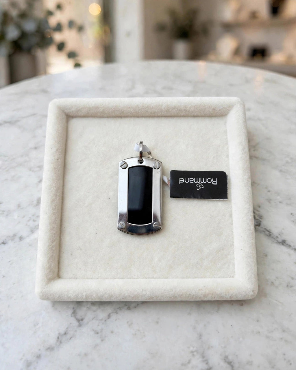 Pingente Placa Dog Tag Aço Inoxidável Rommanel