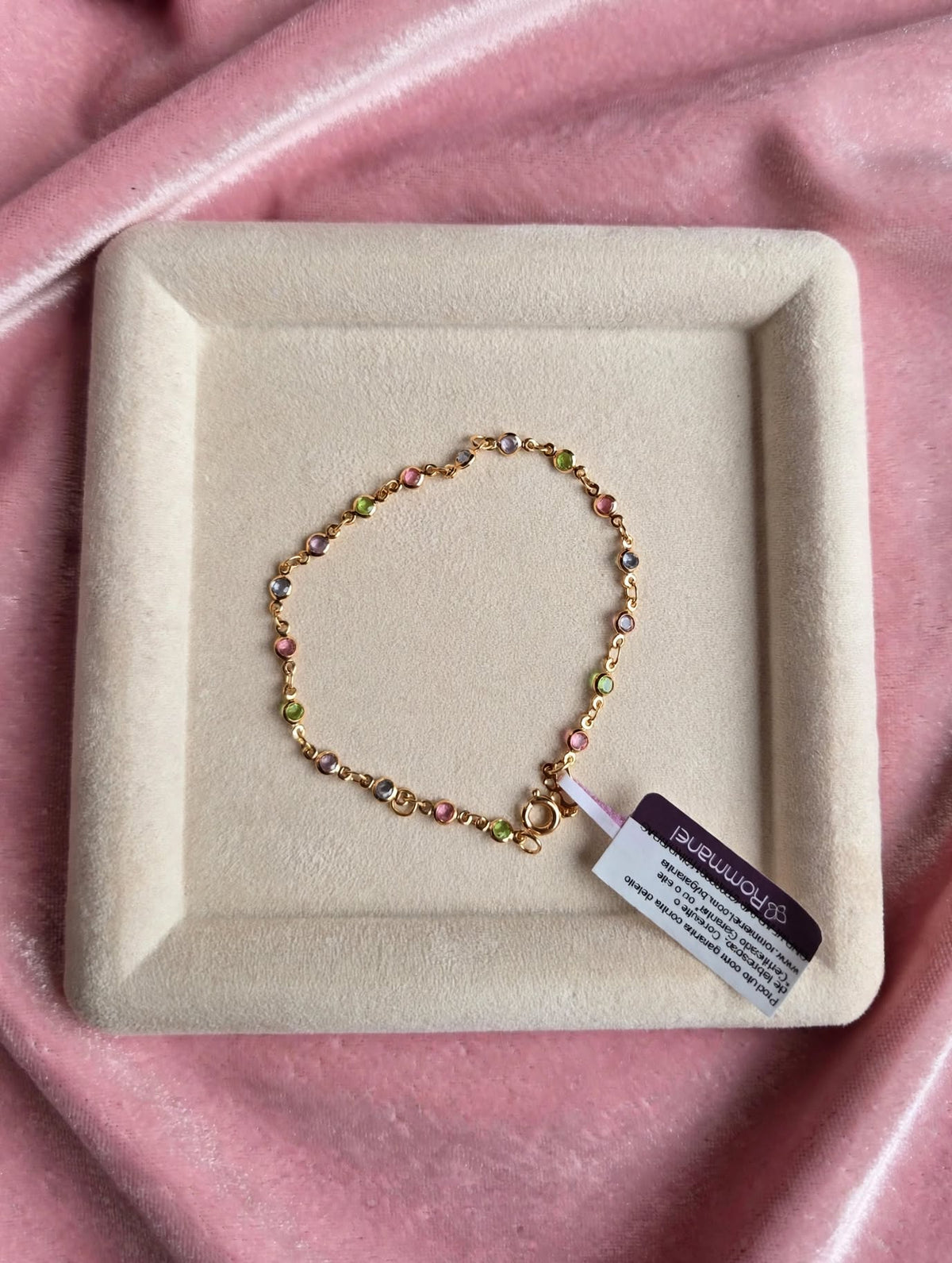 Pulseira Bolinhas Zircónias Redondas Multicoloridas Rommanel