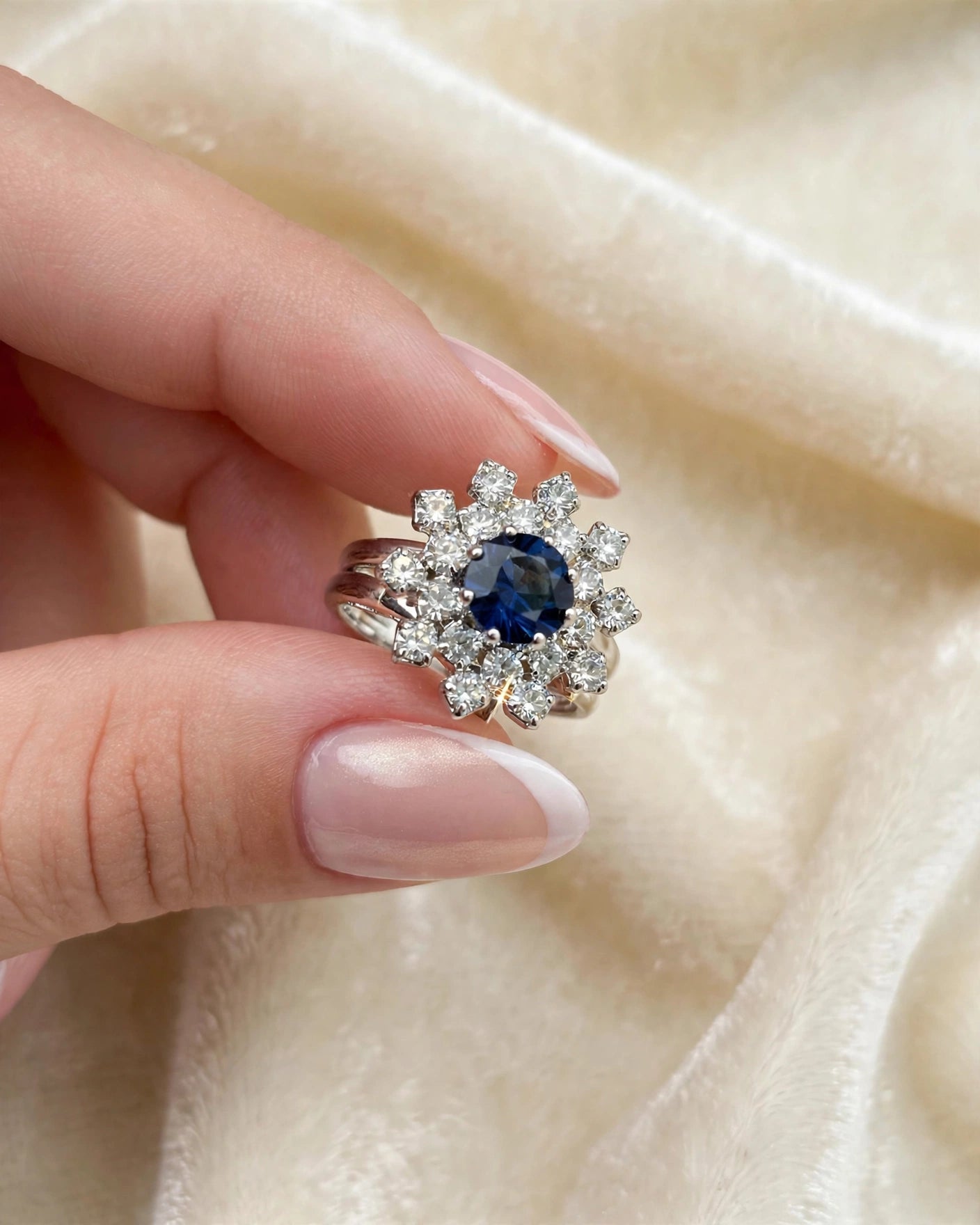 Anel Zircónia Safira Azul Royal Banho Ródio Rommanel