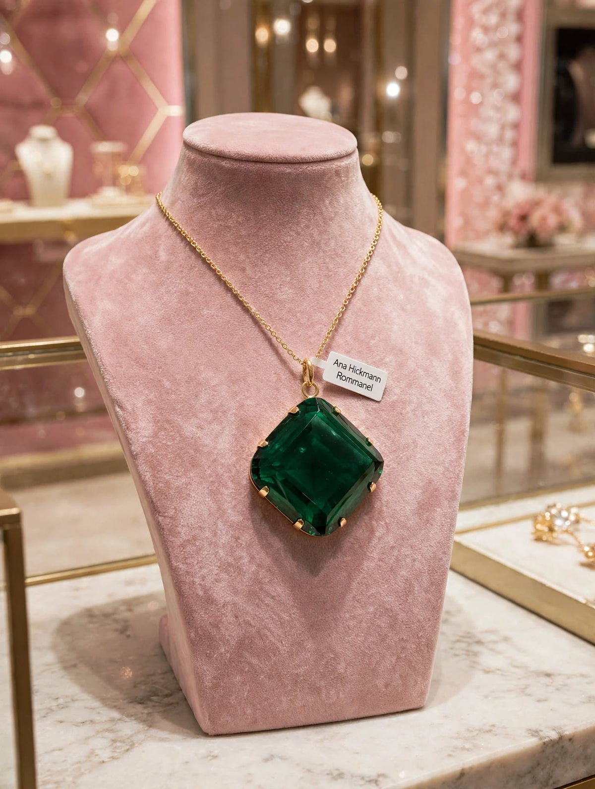Pingente Cristal Verde Esmeralda Coleção Ana Hickmann Rommanel