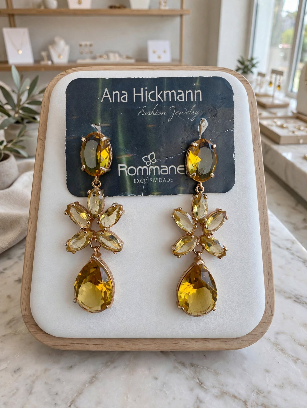 Brinco Cristal Citrino Ana Hickmann Rommanel