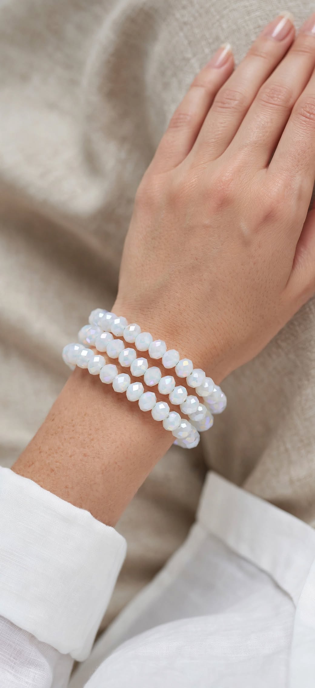 Pulseira Bracelete Cristais Rondelle Facetados Opalescentes Rommanel