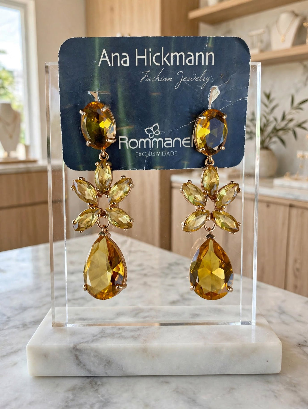 Brinco Cristal Citrino Ana Hickmann Rommanel