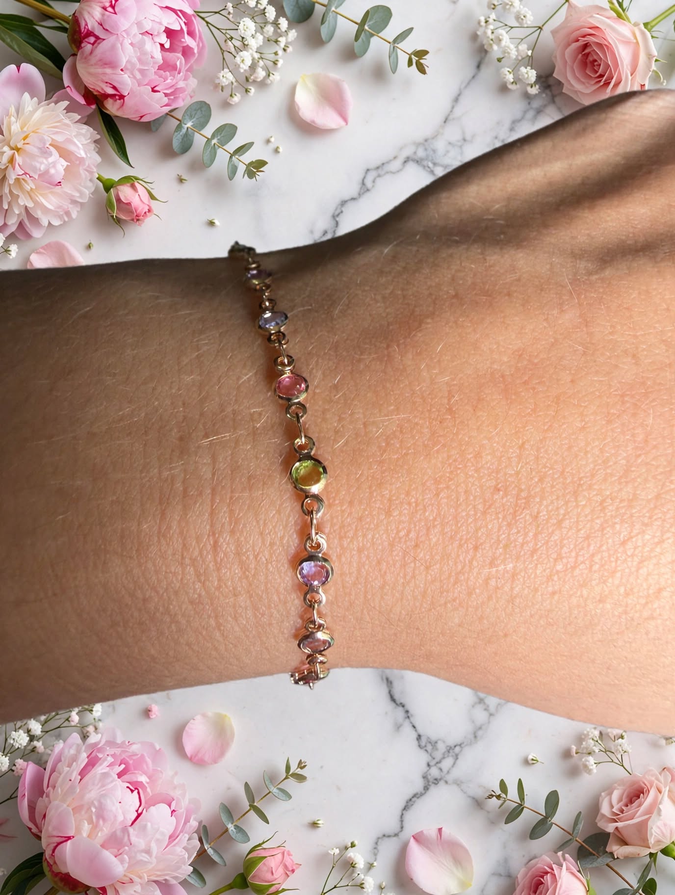Pulseira Bolinhas Zircónias Redondas Multicoloridas Rommanel
