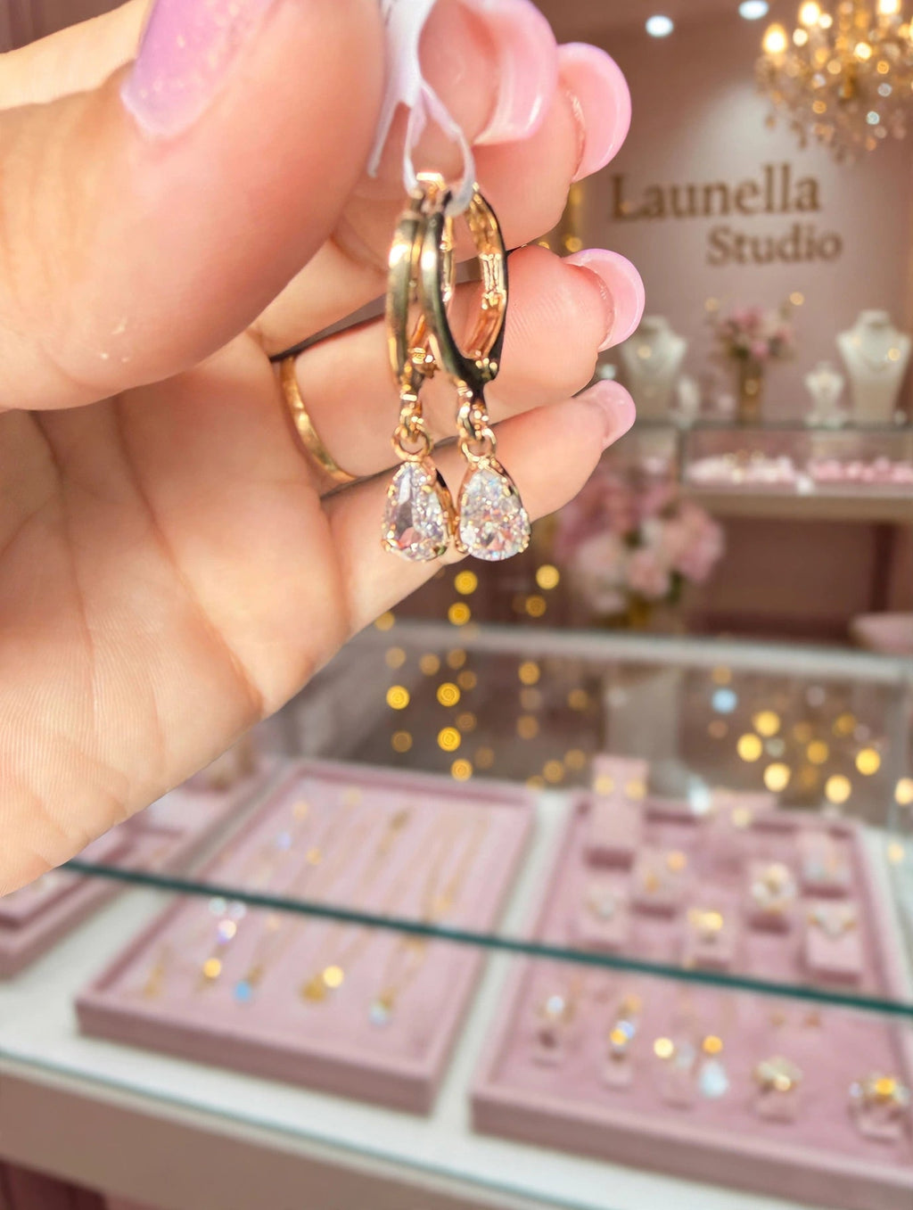 Brincos Argolas Pendente Gota Zircónia Rommanel