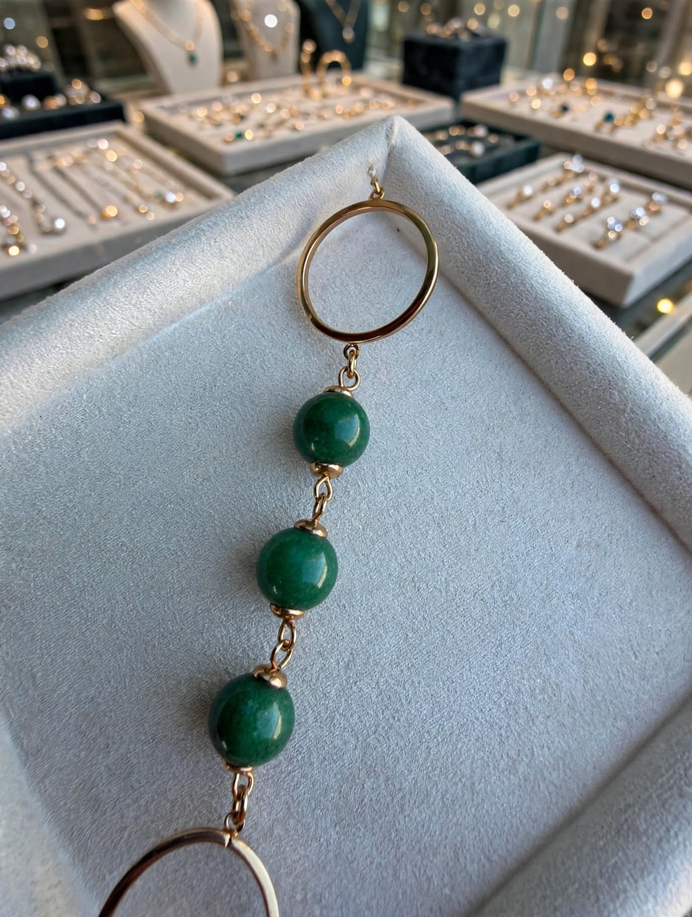Pulseira Pedras Verde e Círculos Rommanel
