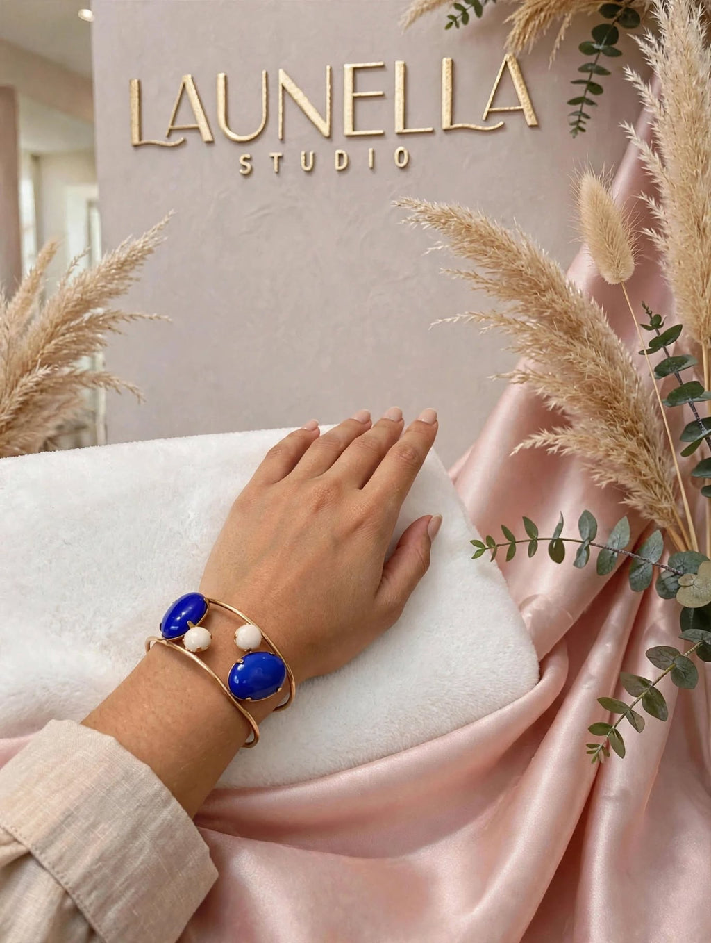 Bracelete Aberto Cristal Quartzo Azul Rommanel