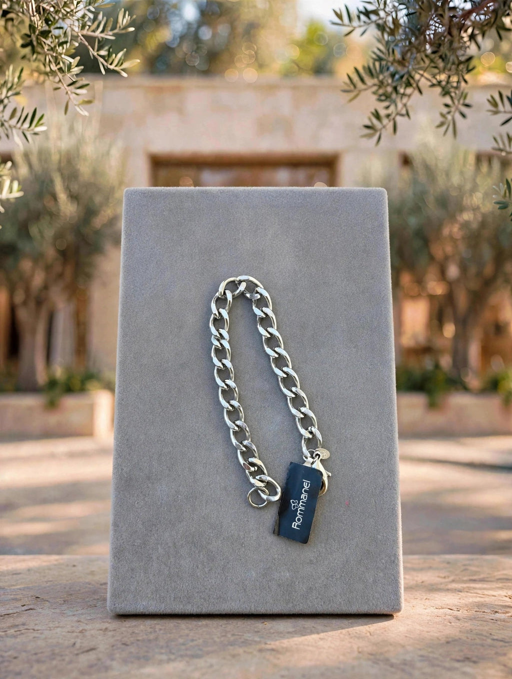 Pulseira Groumet Cubano Largo Aço Inoxidável Masculina Rommanel