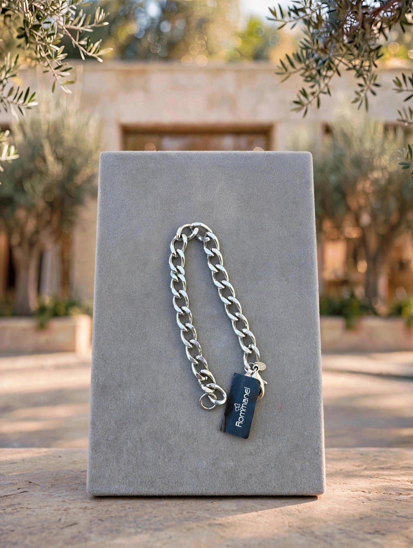 Pulseira Groumet Cubano Largo Aço Inoxidável Masculina Rommanel