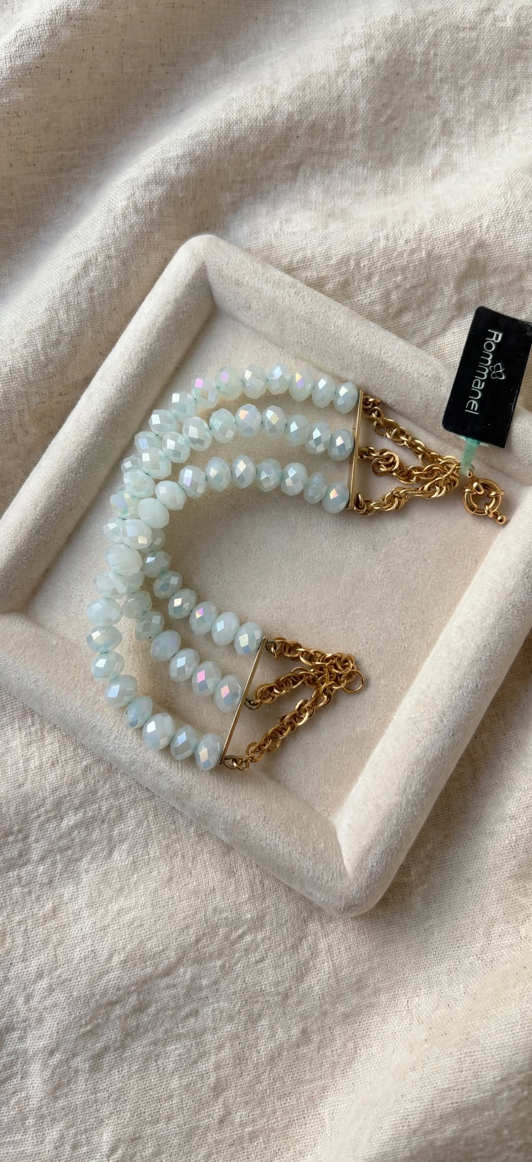 Pulseira Bracelete Cristais Rondelle Facetados Opalescentes Rommanel