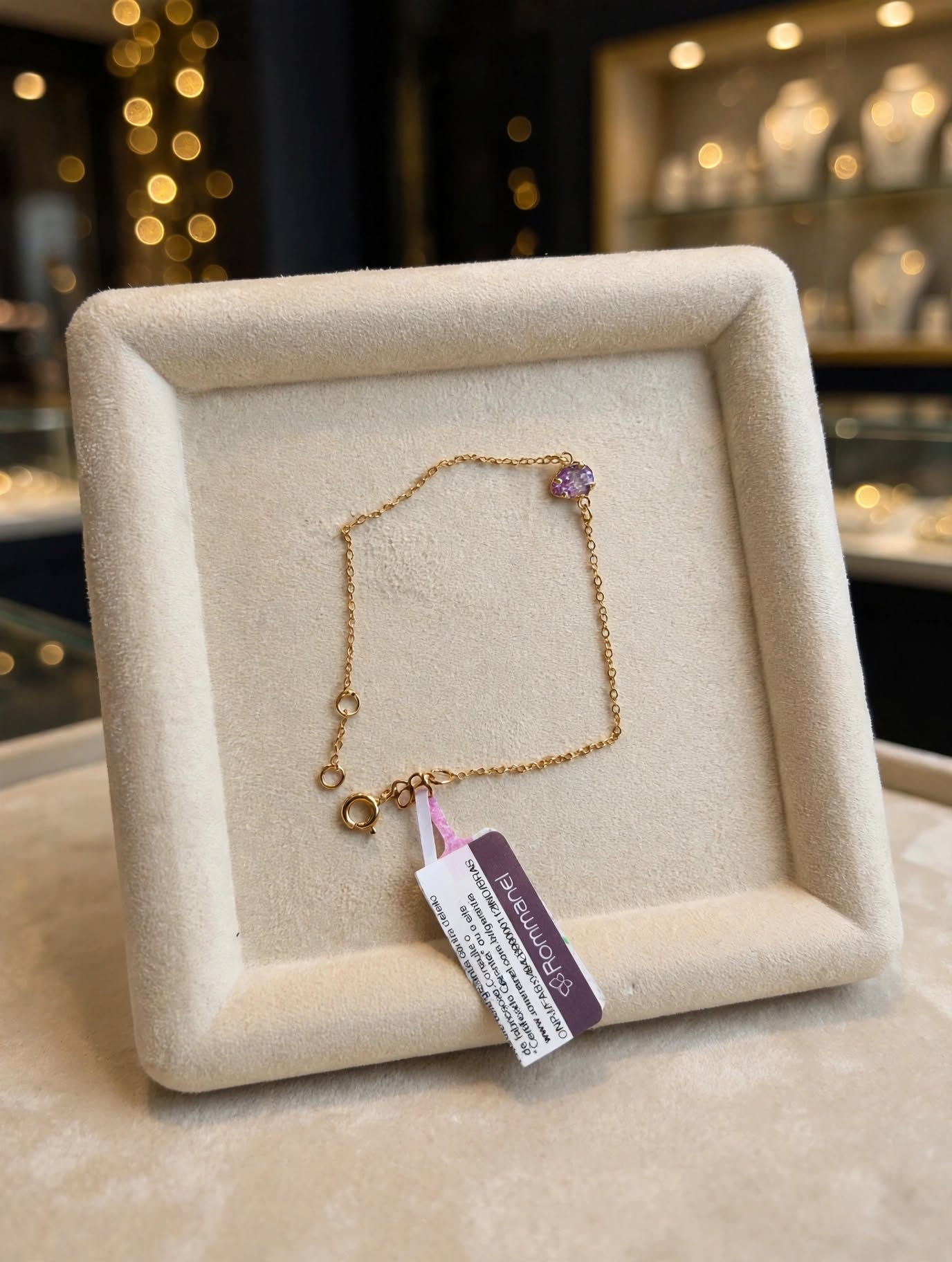 Pulseira Pingente Gota Zircónia Roxa Rommanel