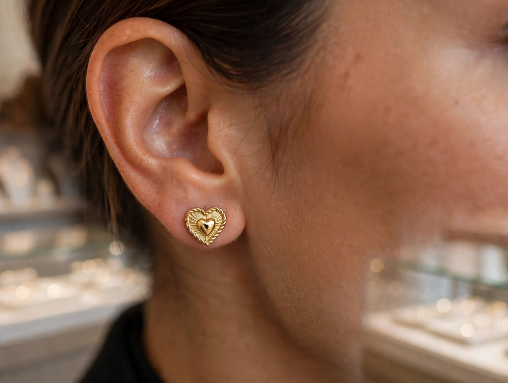 Brincos Coração Texturizado Rommanel