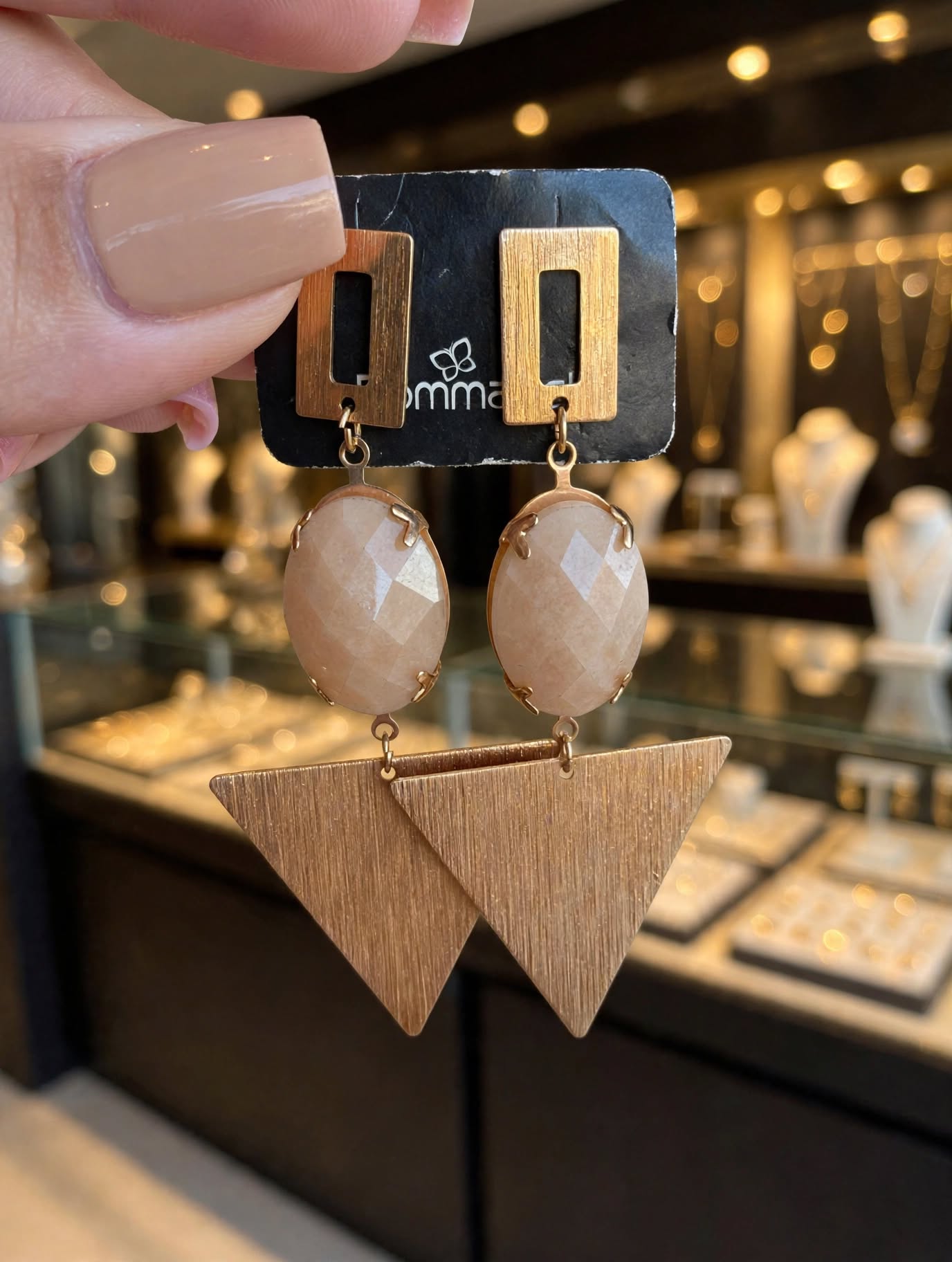 Brinco Pendente Quartzo Triângulo Rommanel