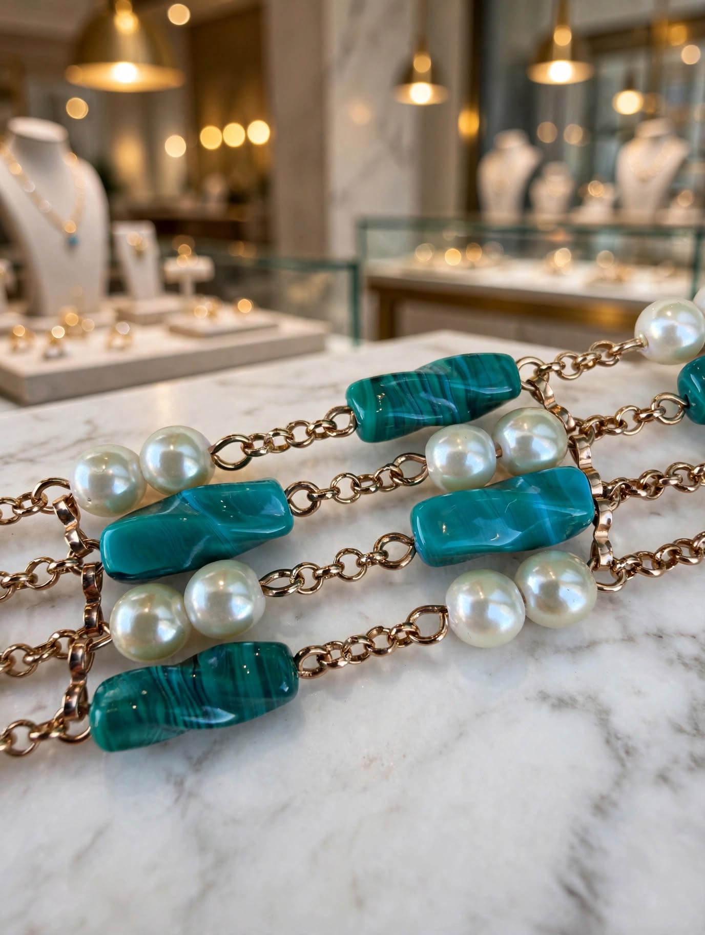 Pulseira Turquesa e Pérolas Rommanel