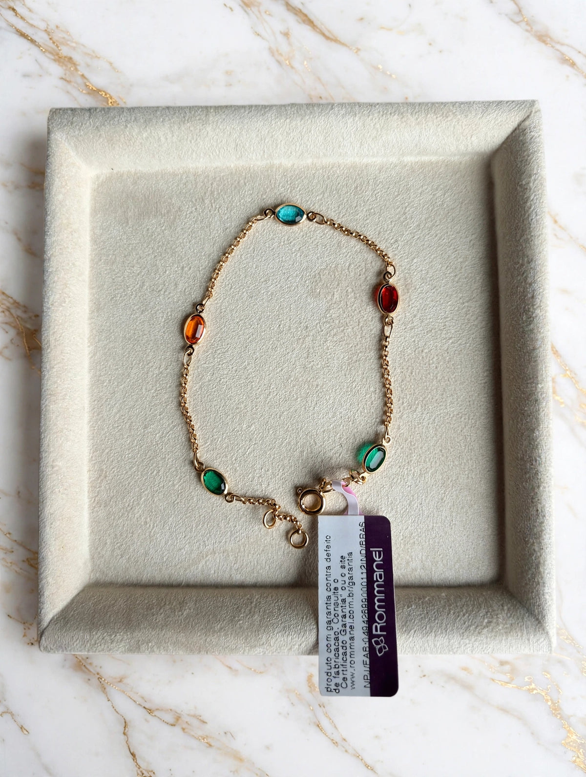 Pulseira Pedras Coloridas Cristais Ovais Rommanel