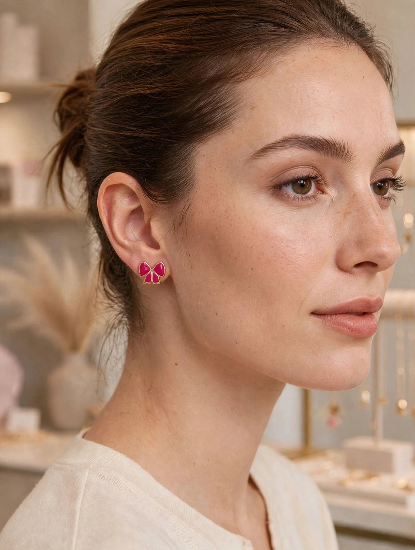 Brinco Laço Rosa Rommanel