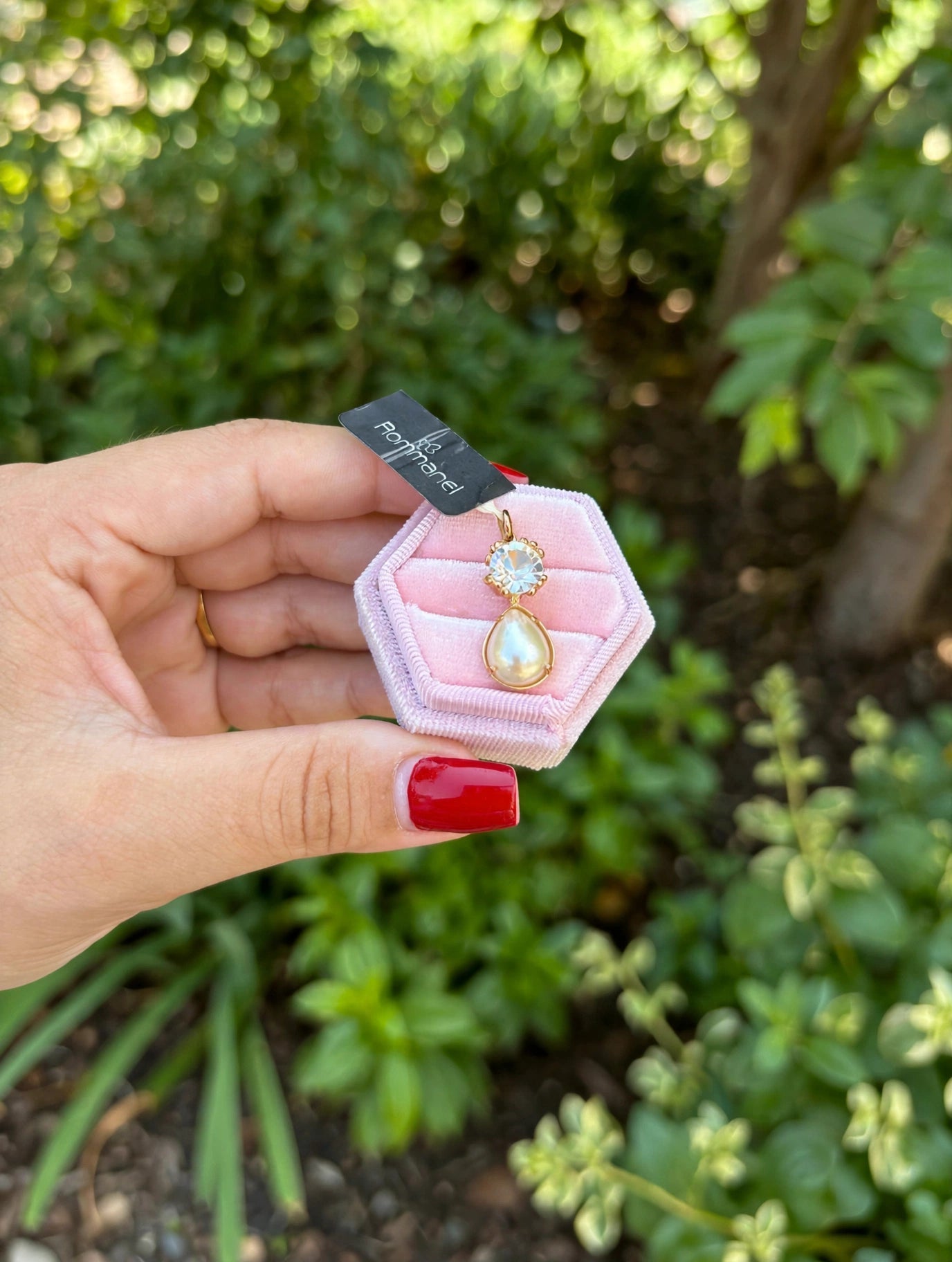Pingente Pérola Gota e Zircónia Cristal Rommanel