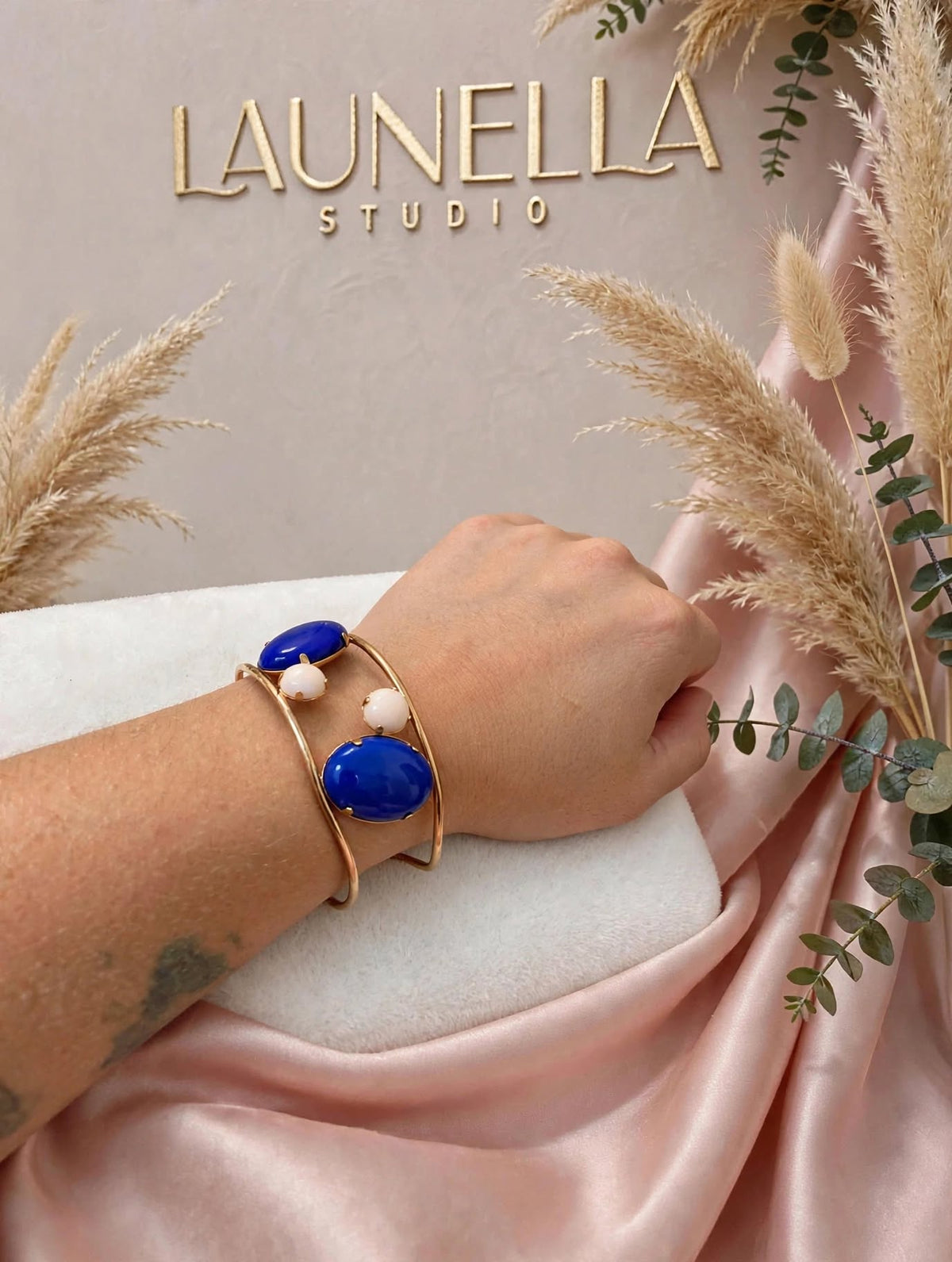 Bracelete Aberto Cristal Quartzo Azul Rommanel