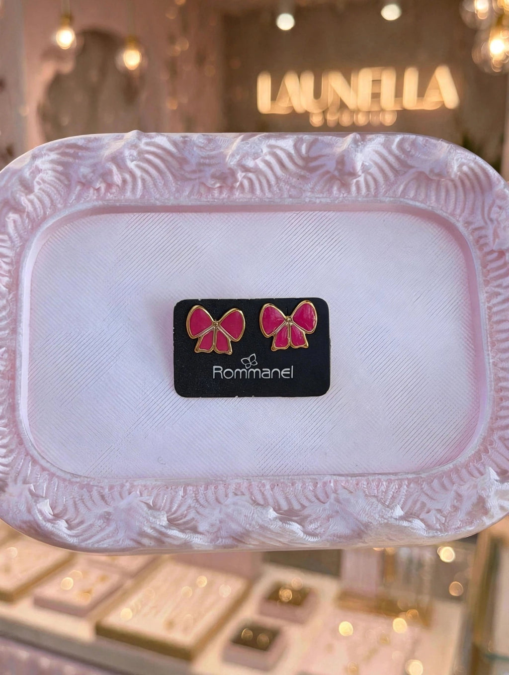 Brinco Laço Rosa Rommanel