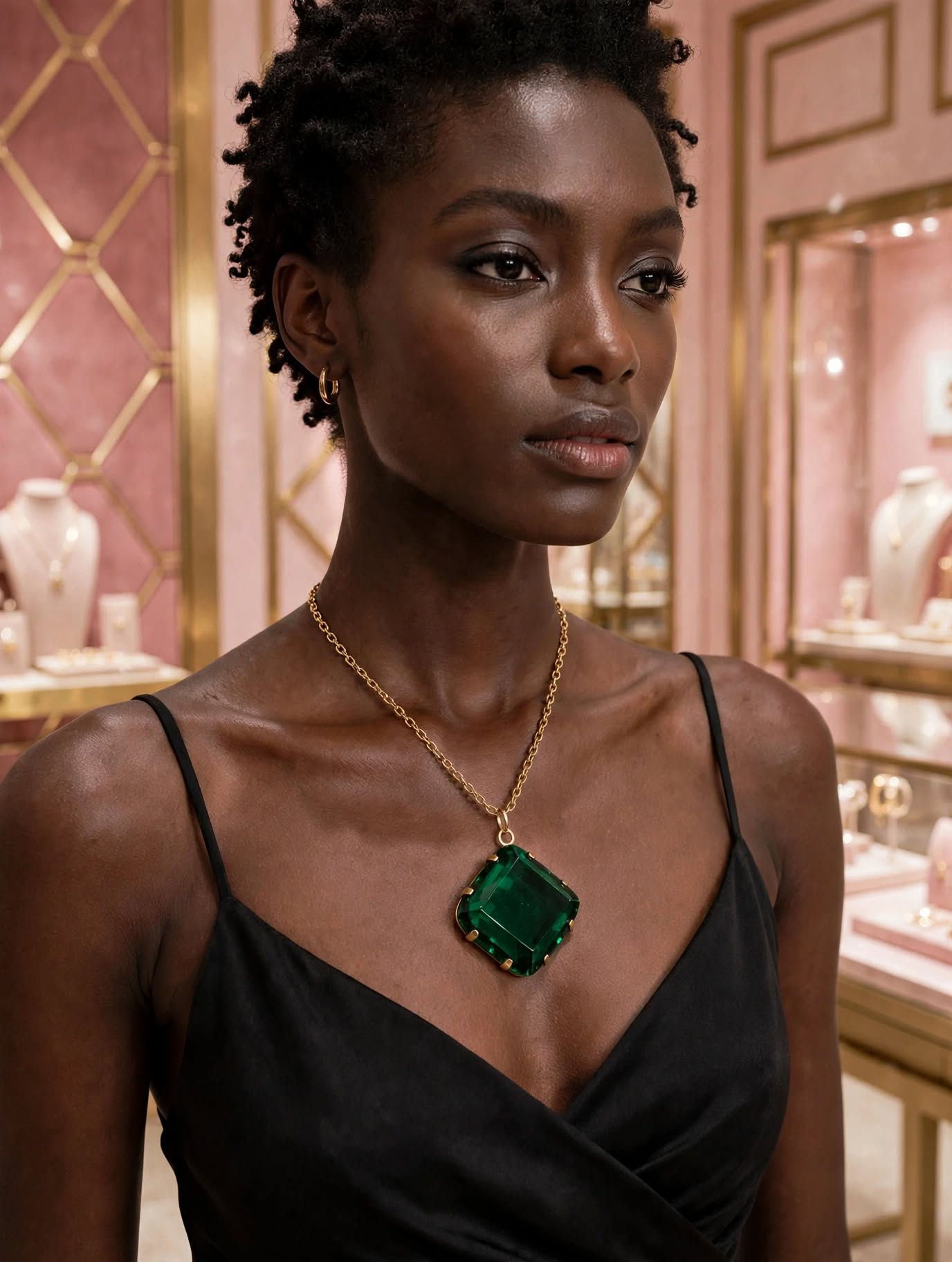 Pingente Cristal Verde Esmeralda Coleção Ana Hickmann Rommanel