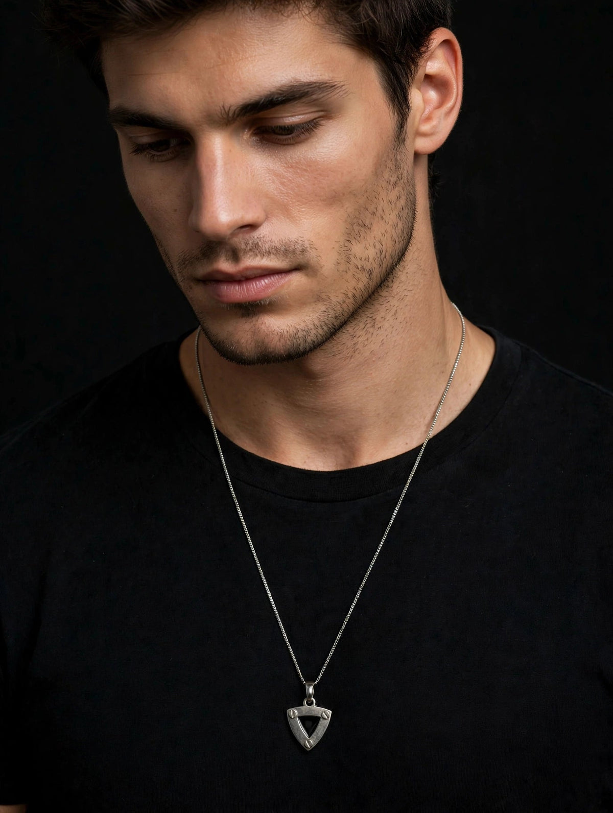Pingente Triângulo Aço Masculino Rommanel