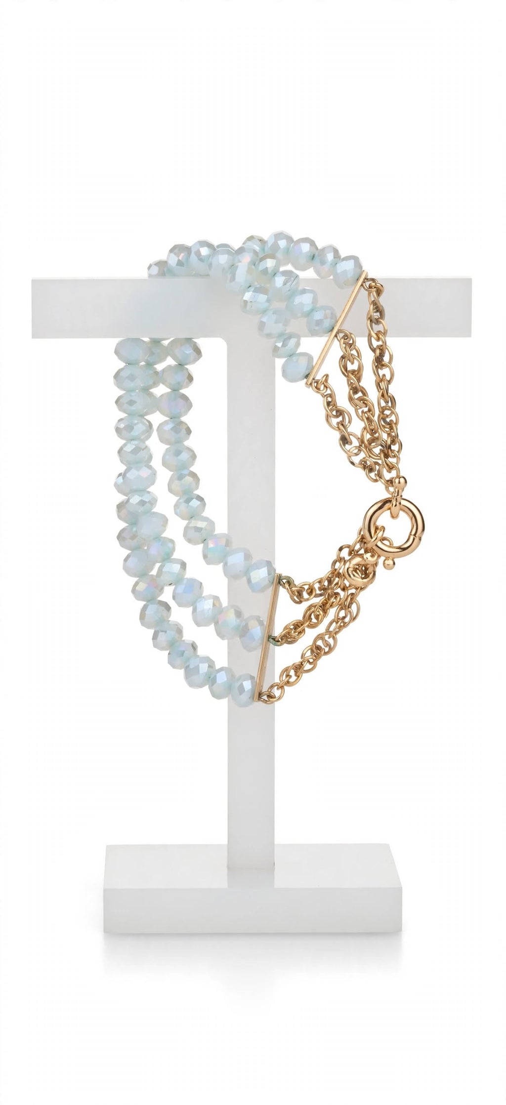 Pulseira Bracelete Cristais Rondelle Facetados Opalescentes Rommanel