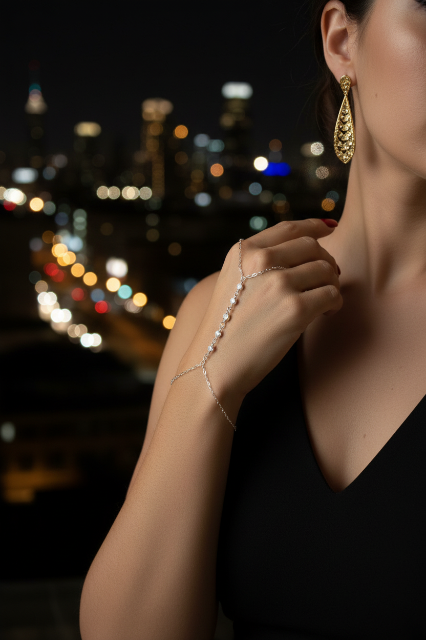 Montagem 6 – Look noturno, fundo de cidade com bokeh